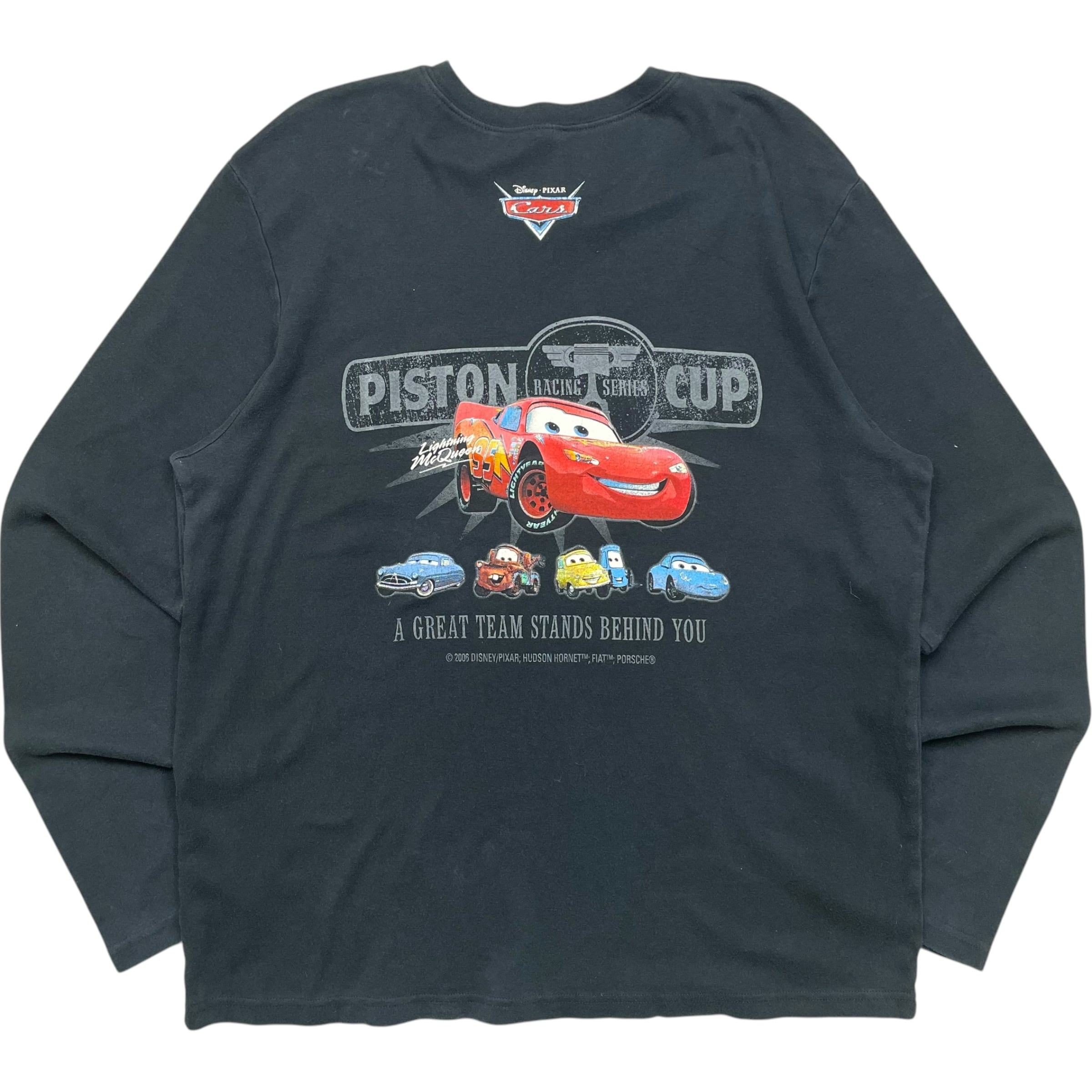 《2XL》Disney ディズニー ロンT ロングTシャツ カーズ 背面プリント ブラック USA製 no.6801