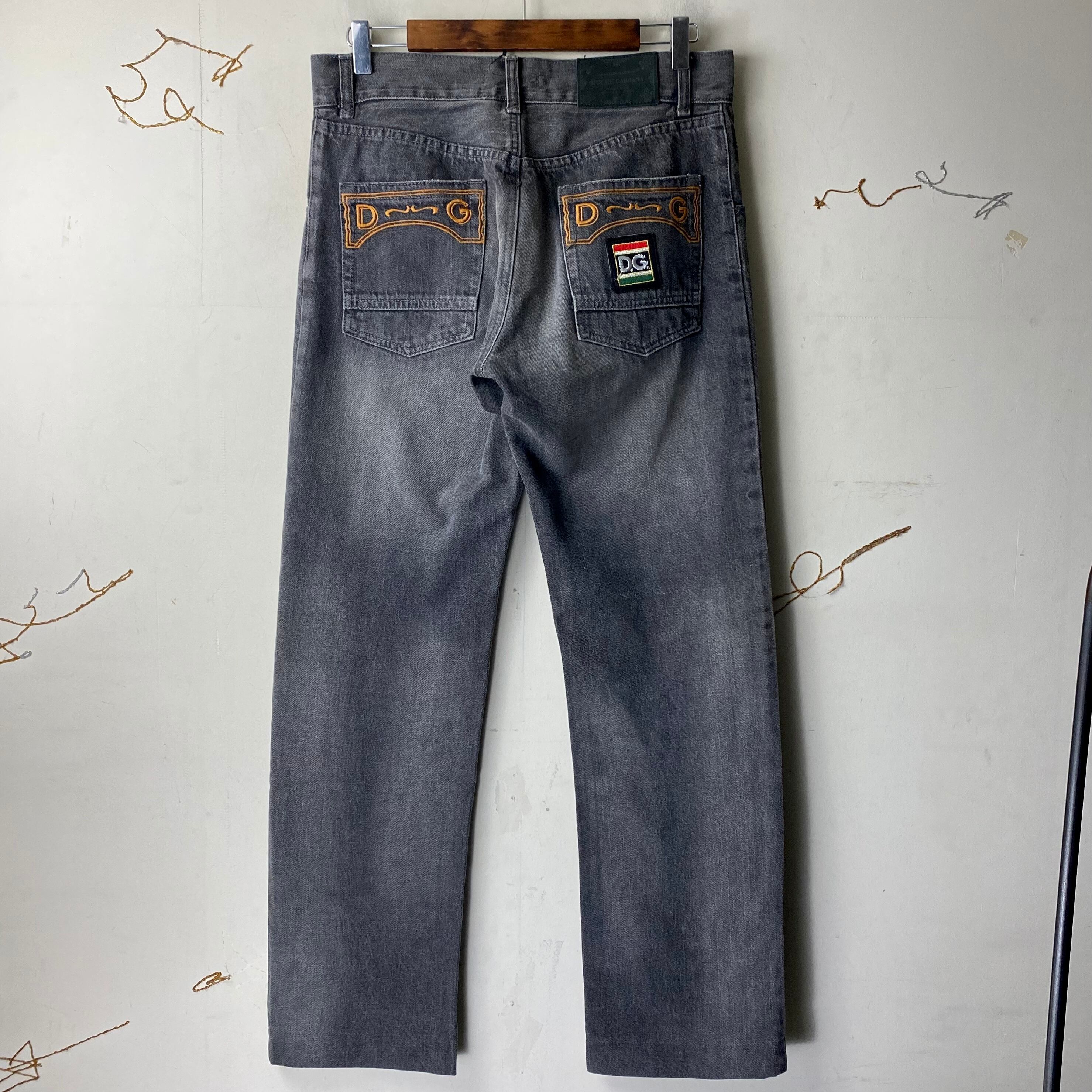 DOLCE&GABBANA logo embroidery black denim pants | NOIR ONLINE
