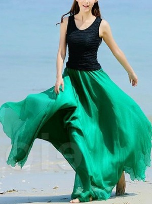 ★送料無料★9号(M)☆シフォンロングスカ－ト(SKN9385)