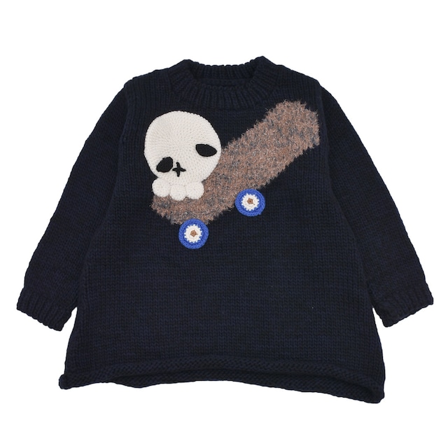 【KIDILL】SKULL SKATE KNIT HAND KNITTED SWEATER(BLACK/NAVY)