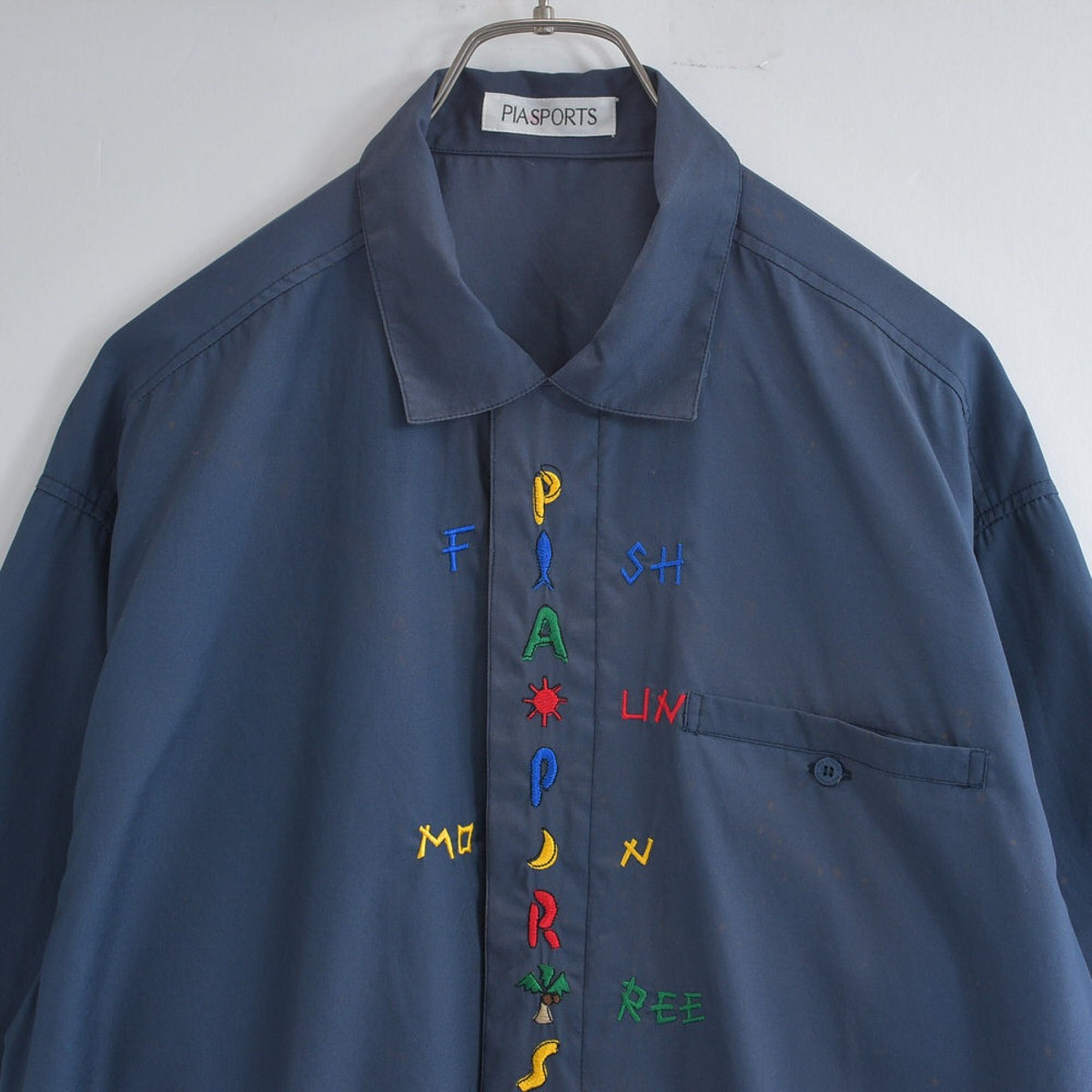 雰囲気系 90s～ 日本製 PIASPORTS チロル風 刺繍デザイン 半袖シャツ 