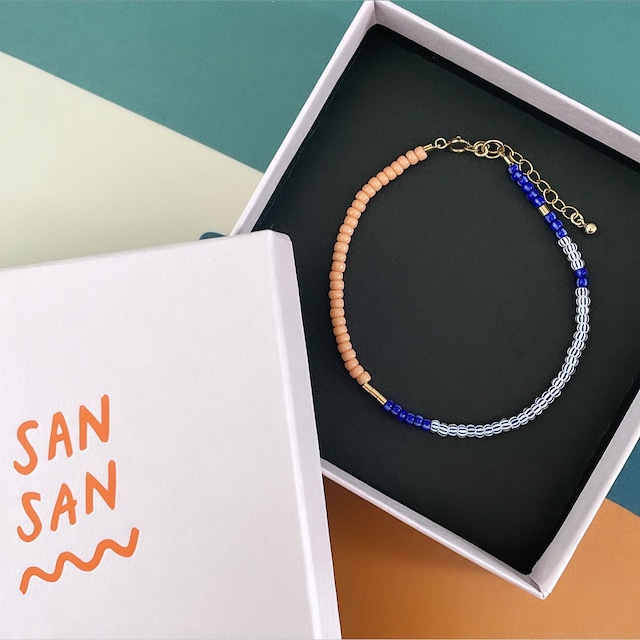 SAN SAN "Perlenarmband LENTE - blush - deep blue - blue stripes"