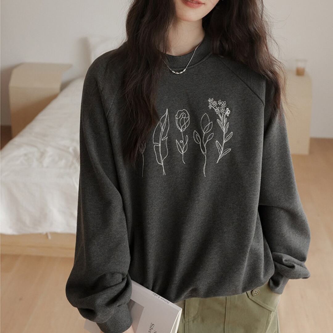 floral embroidered crewneck sweatshirt