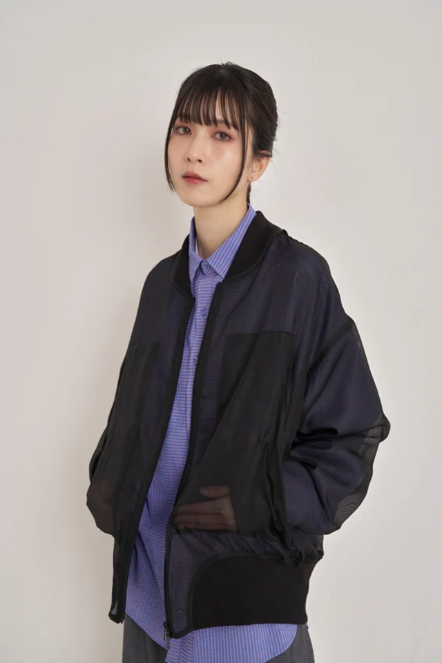 【Nora Lily】See-through Mesh MA-1(UNISEX)-Black