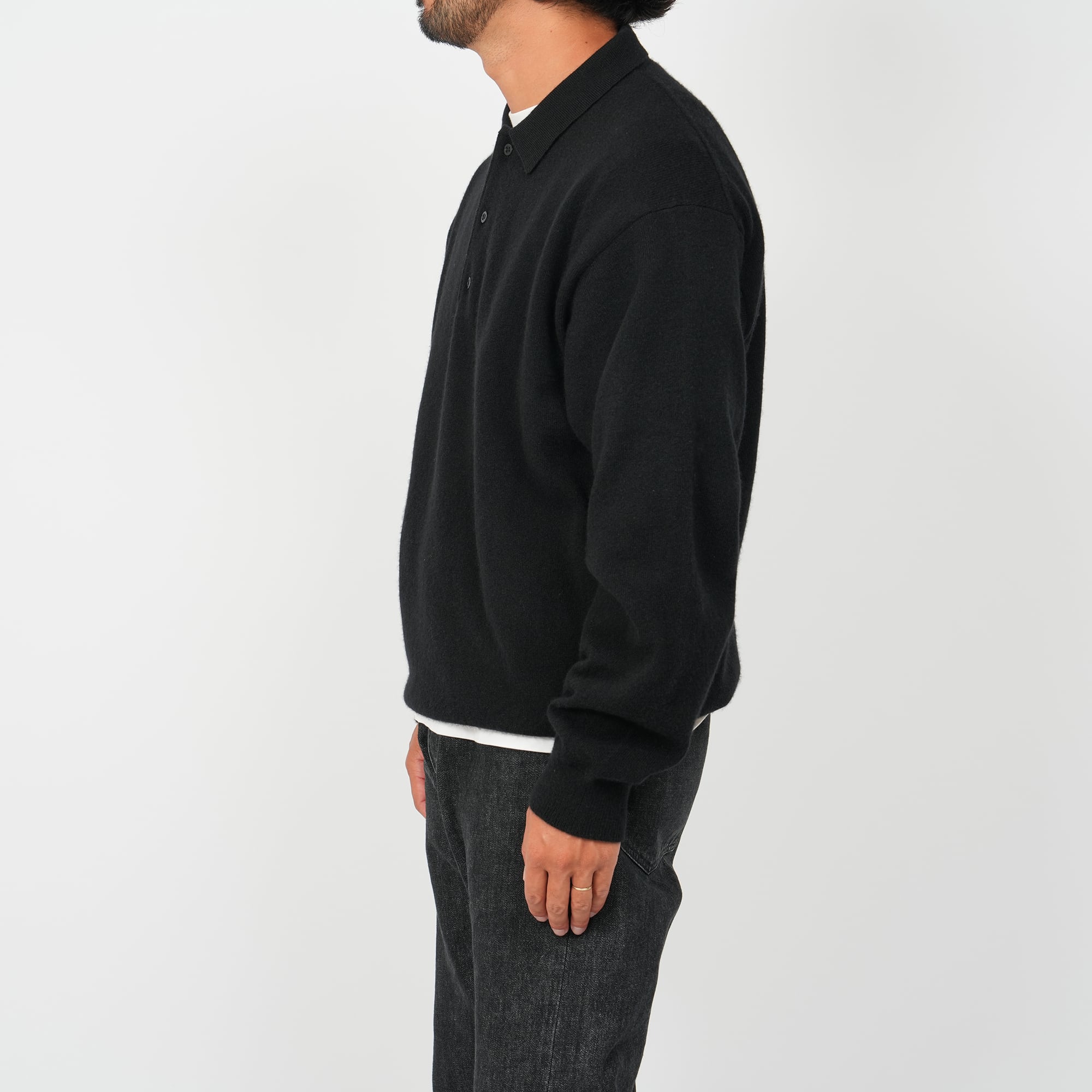 Wool Cashmere Warm Knit Polo | OVY