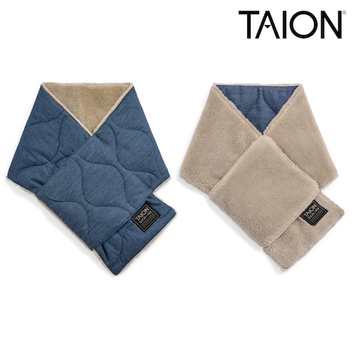 TAION タイオン ミリタリー リバーシブル ダウンマフラー 800FP ダウン95% マイクロボア リップストップ 防寒 保温 ユニセックス 男女兼用 TAION-R201ML-1 INDIGO×DENIM