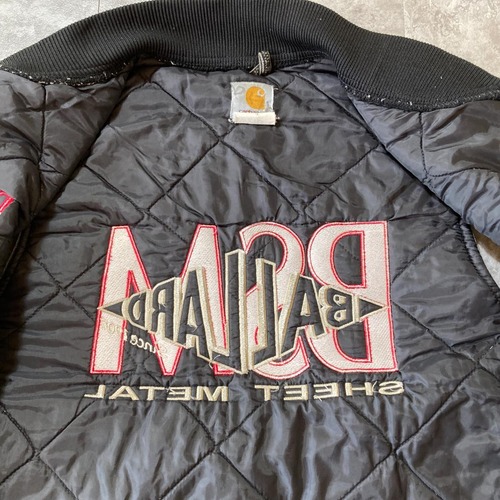 90s Carhartt フェード ブラック キルティングライナー 刺繍 USA製 vest 詳細写真7
