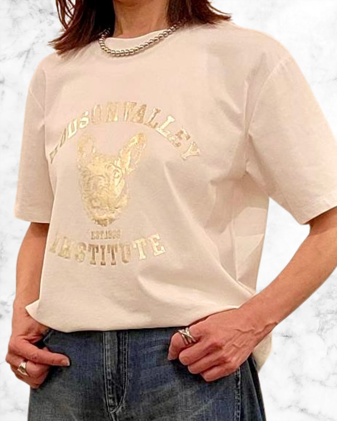 モチーフロゴ箔プリントT-Shirts(ホワイト) 63416102 AGNOST 5月上旬~中旬入荷予定 3月展示会