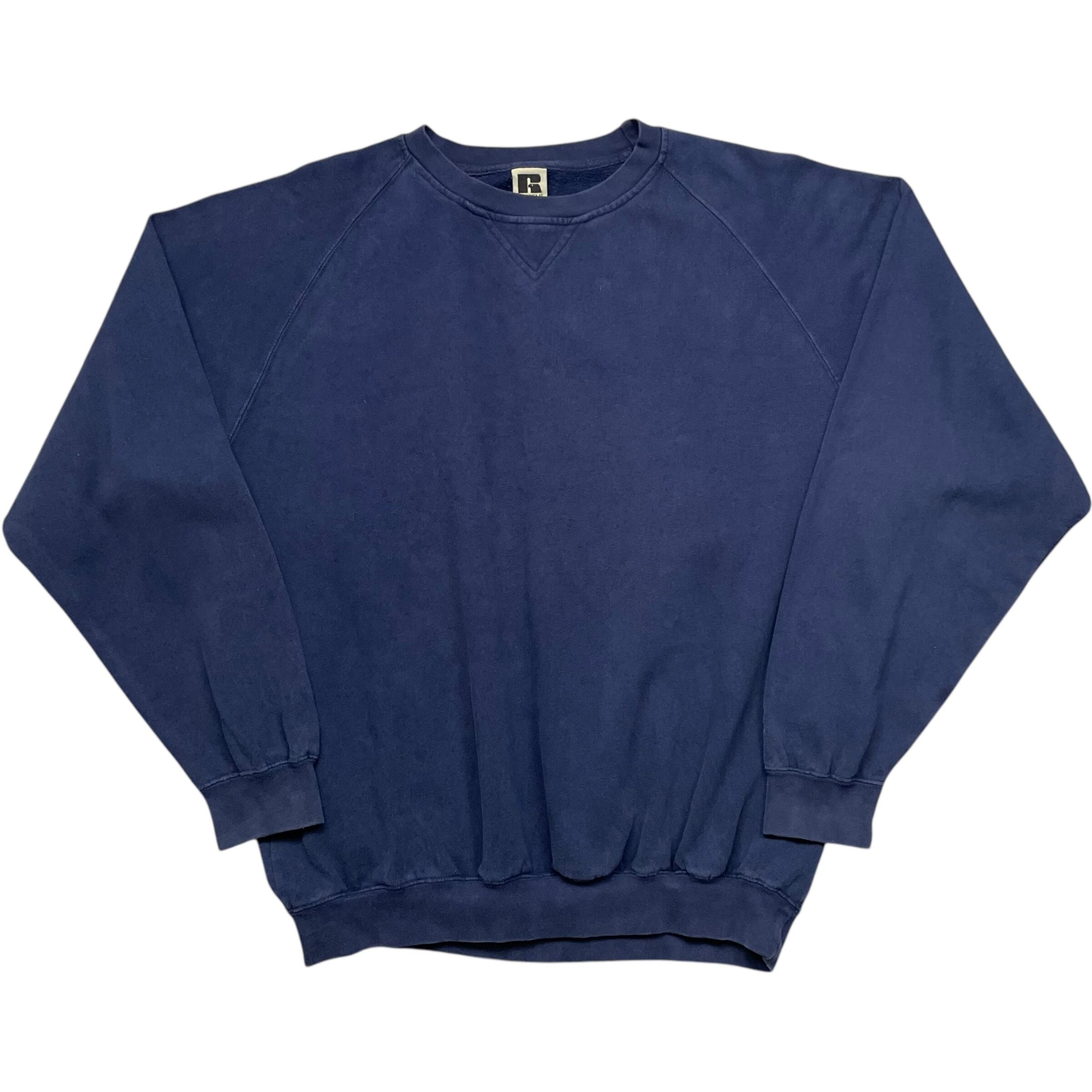 《L》russell athletic ラッセルアスレチック スウェット 無地 ラグランスリーブ ネイビー 90年代 vintage no.7086