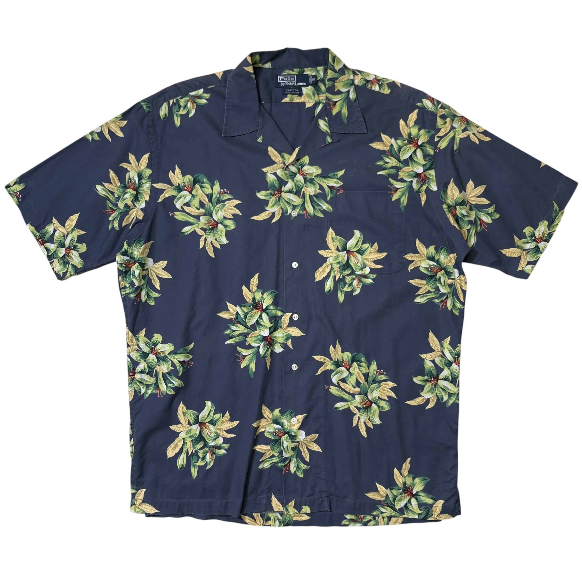 Polo by Ralph Lauren ラルフローレン CLAYTON 花柄 開襟 ネイビー M