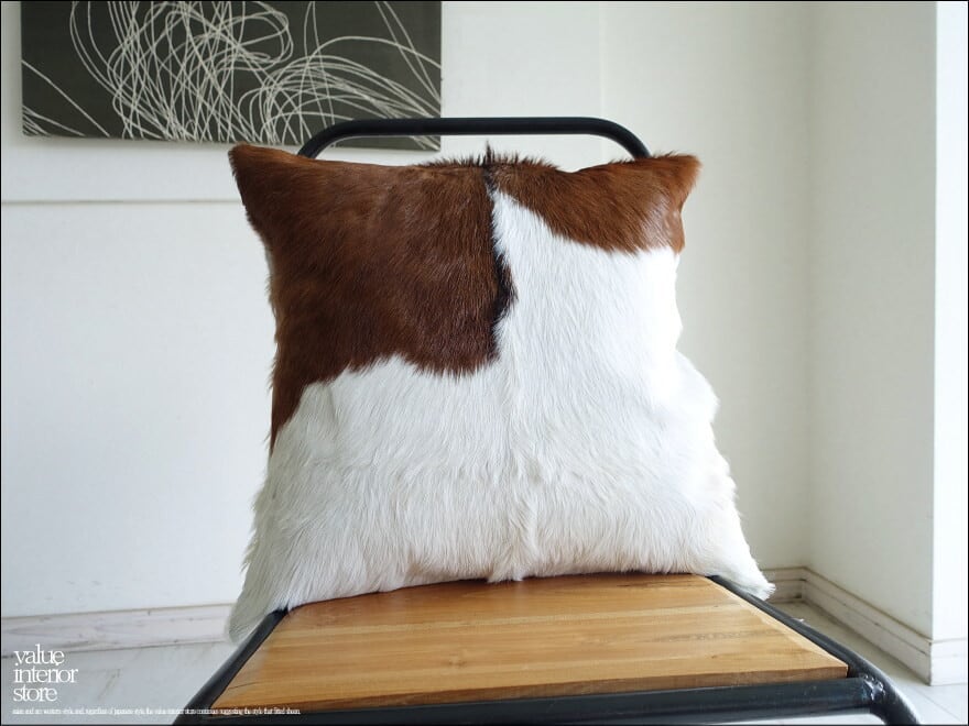 毛皮クッションカバー PUTI-25 天然皮革 北欧 本皮 レザー 正方形 手作り レトロ調 エスニック 45cm×45cm idaputi