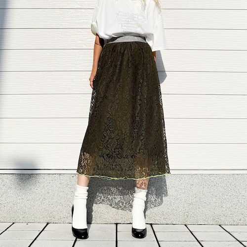 ラインゴムレーススカート