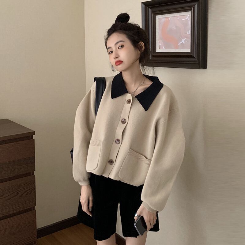 スプリングオータムスタンダードカラールーズショートセーター トップス レディース ロング レトロ 春物 秋物 misskkl60661891779