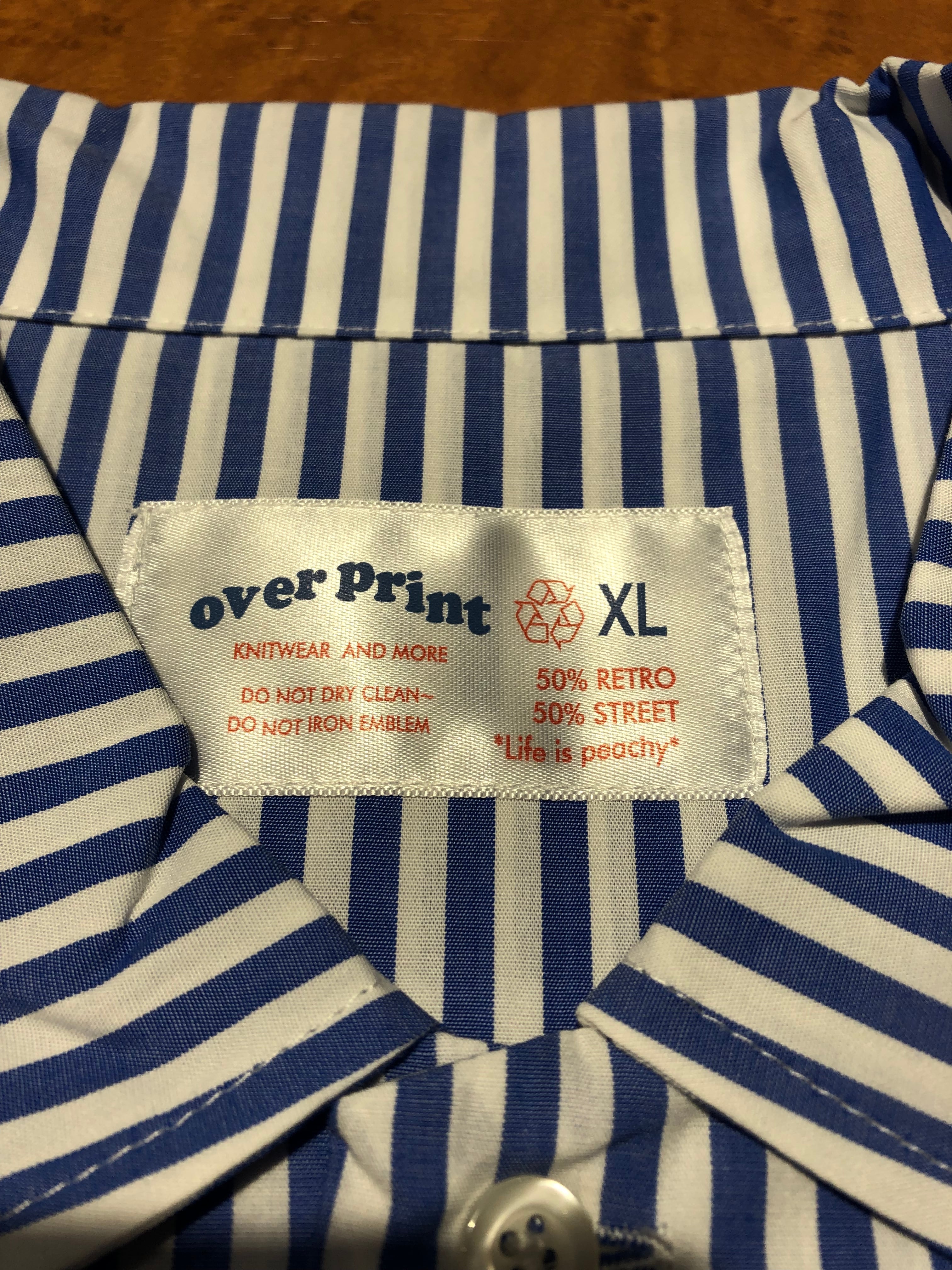 未使用 OVER PRINT 長袖ストライプシャツ OVER PRINT(オーバープリント