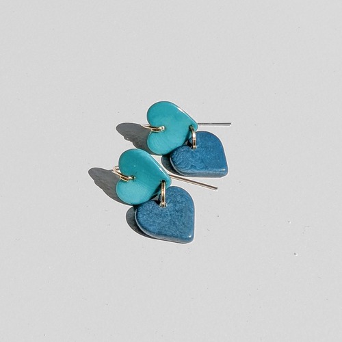 LIMITED35 / 14kgf 2Hearts Tagua Nuts pierced earrings / clip on