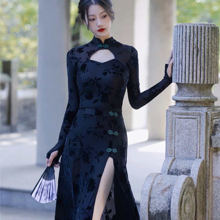 【之】 チャイナ風セットワンピース ブラック レオタード 中華服