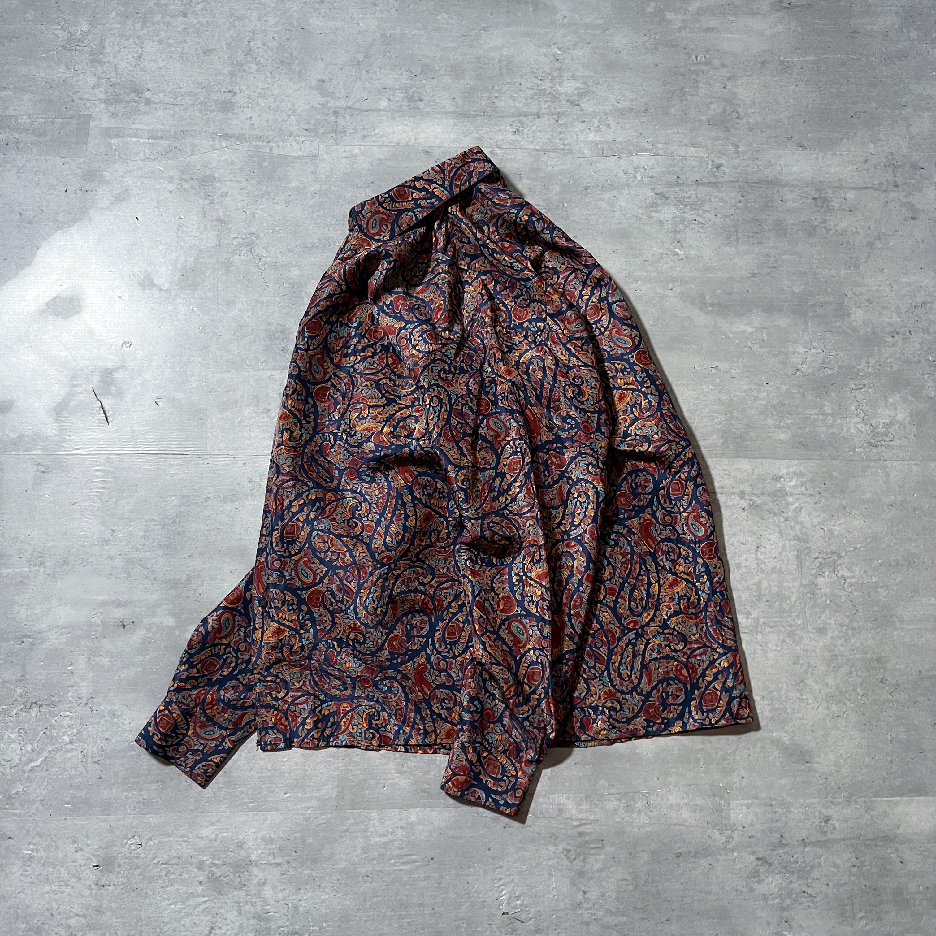 80s-90s paisley pattern silk shirt japanese vintage ペイズリー柄