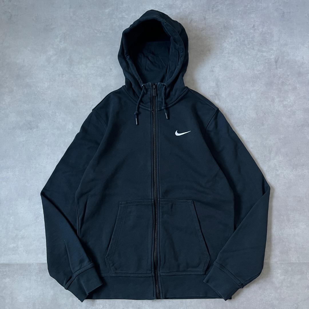 NIKE ナイキ ジップパーカー 古着 スウッシュ 刺繍 M 黒 17954
