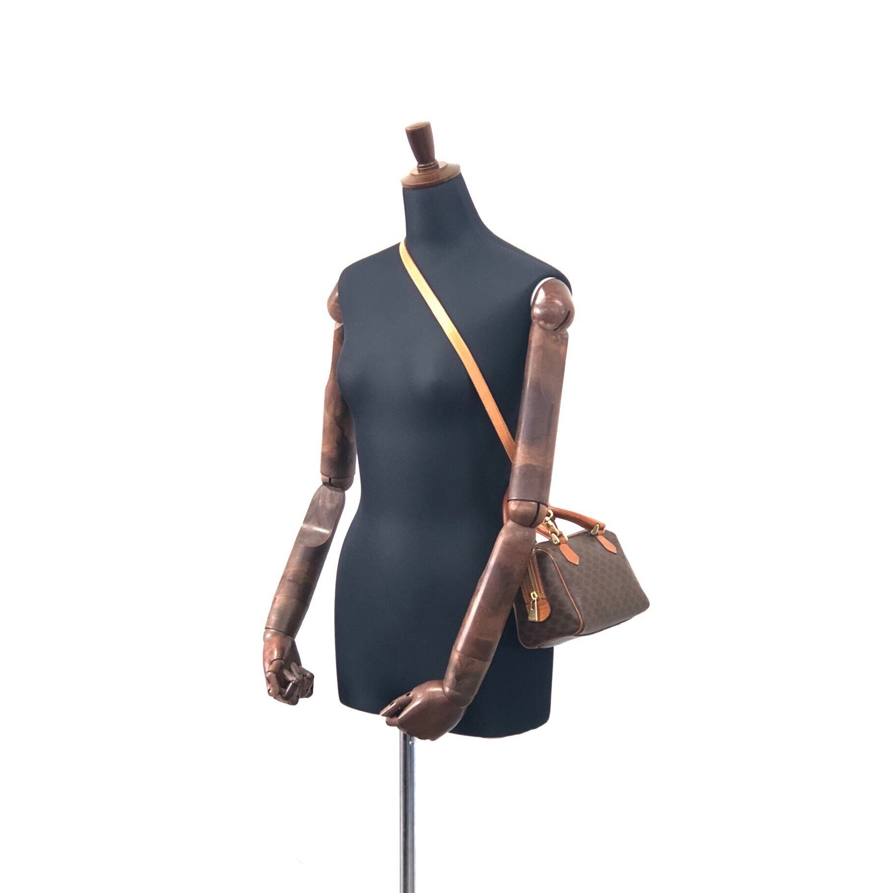 CELINE セリーヌ マカダム レザー ミニボストン 2WAY ショルダーバッグ
