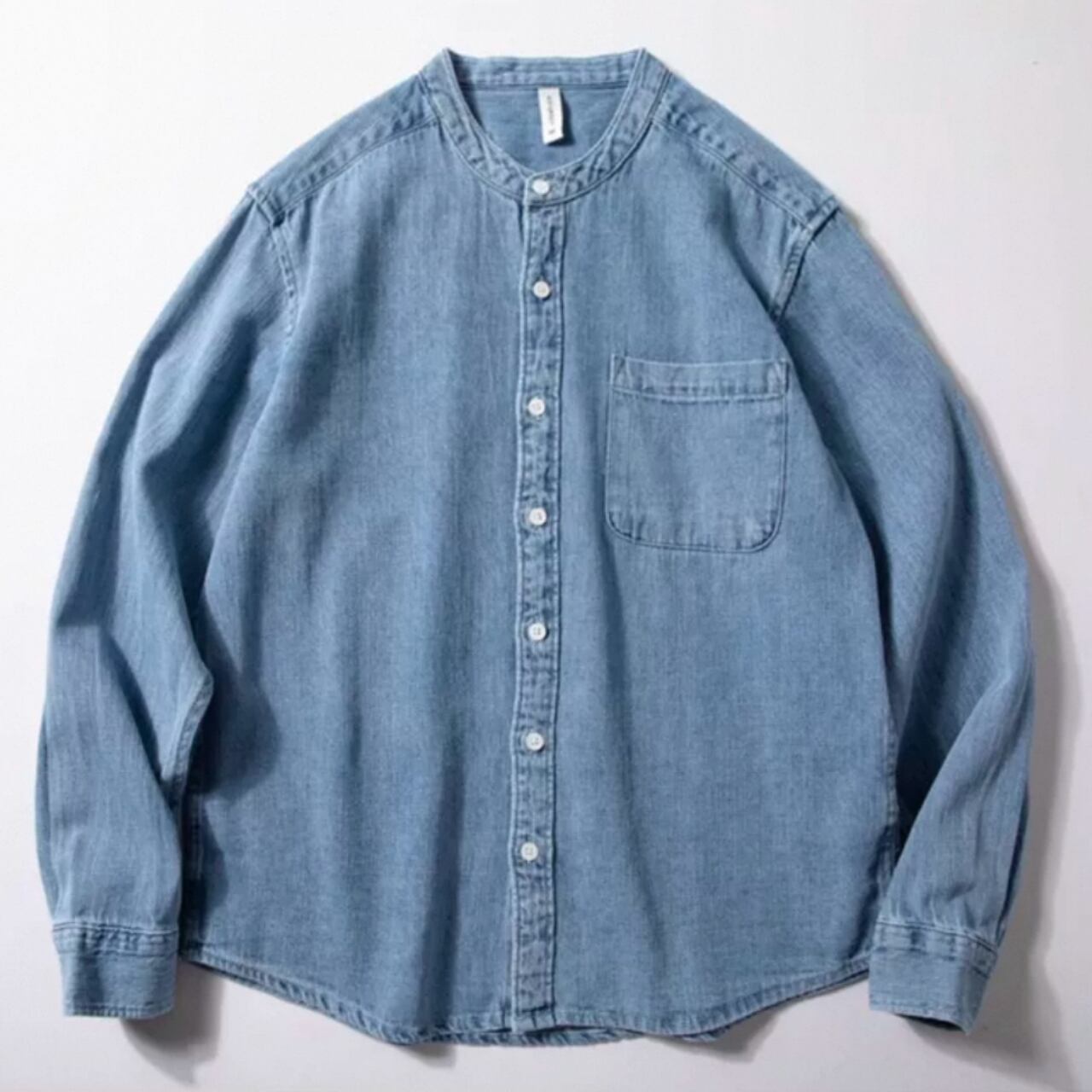 No collar denim shirts 2colors 00057