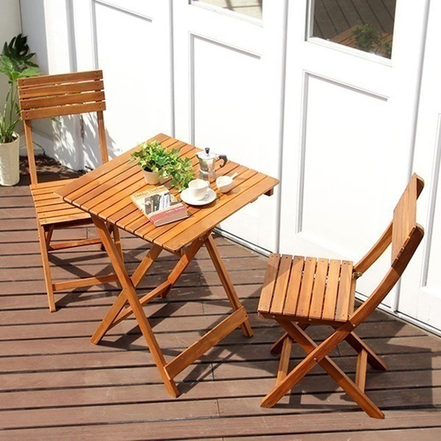 折りたたみガーデンテーブルチェア 3点セット 人気素材のアカシア材を使用