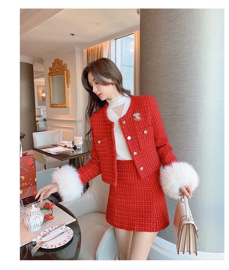 セットアップ】赤 スーツ ジャケット スカート アウター コート