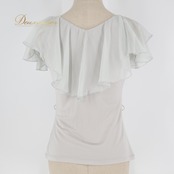 社交ダンス 衣装 トップス グレイ系 チャコット Chacott ブラウス 無地 シンプル フリル ストレッチ 伸縮 レッスン 練習 上品 袖なし ダンス衣装 かわいい