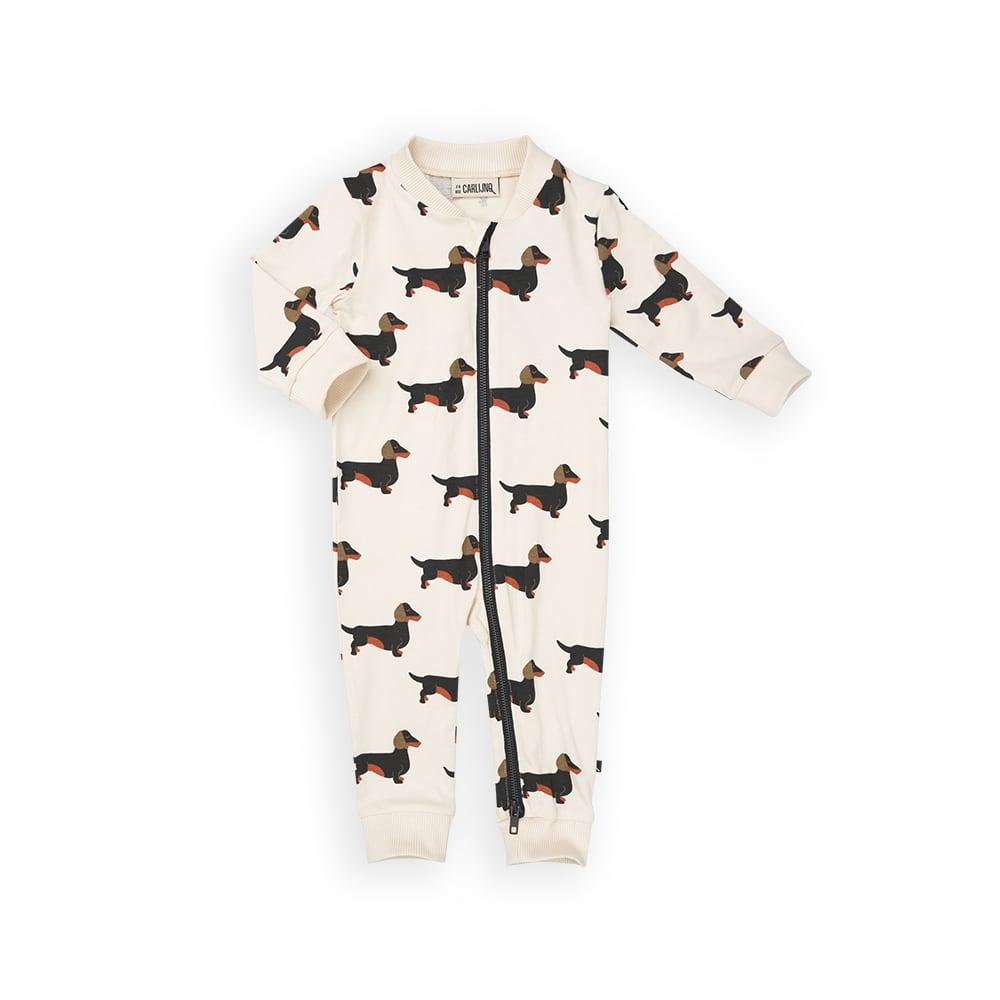23AW】カーラインク(CARLIJNQ)Dachshund baby onesie with zipper ...