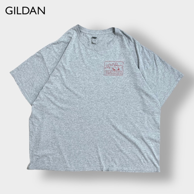 【GILDAN】3XL ビッグシルエット 企業系 害虫駆除業者 ワンポイントロゴ Tシャツ バックプリント グレー EXECUTIVE HIGH REACH MAINTENANCE 半袖 us古着