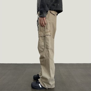 オールドウォッシュヴィンテージレトロダメージ加工ビッグポケットパンツ　1186