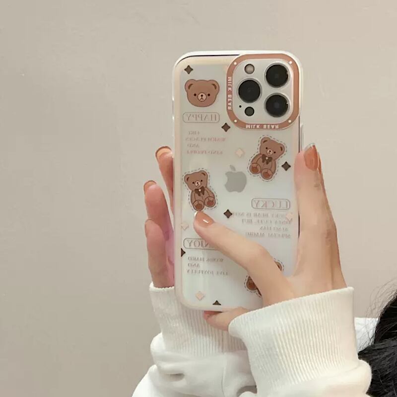 愛され人気 可愛い くまさん柄 クリアiphoneケース スマホケース くまさん クリア素材 英字 スケルトン 韓国っぽ スマホカバー 可愛い Lamitte Deco トレンド 韓国ファッション ショップ Base店