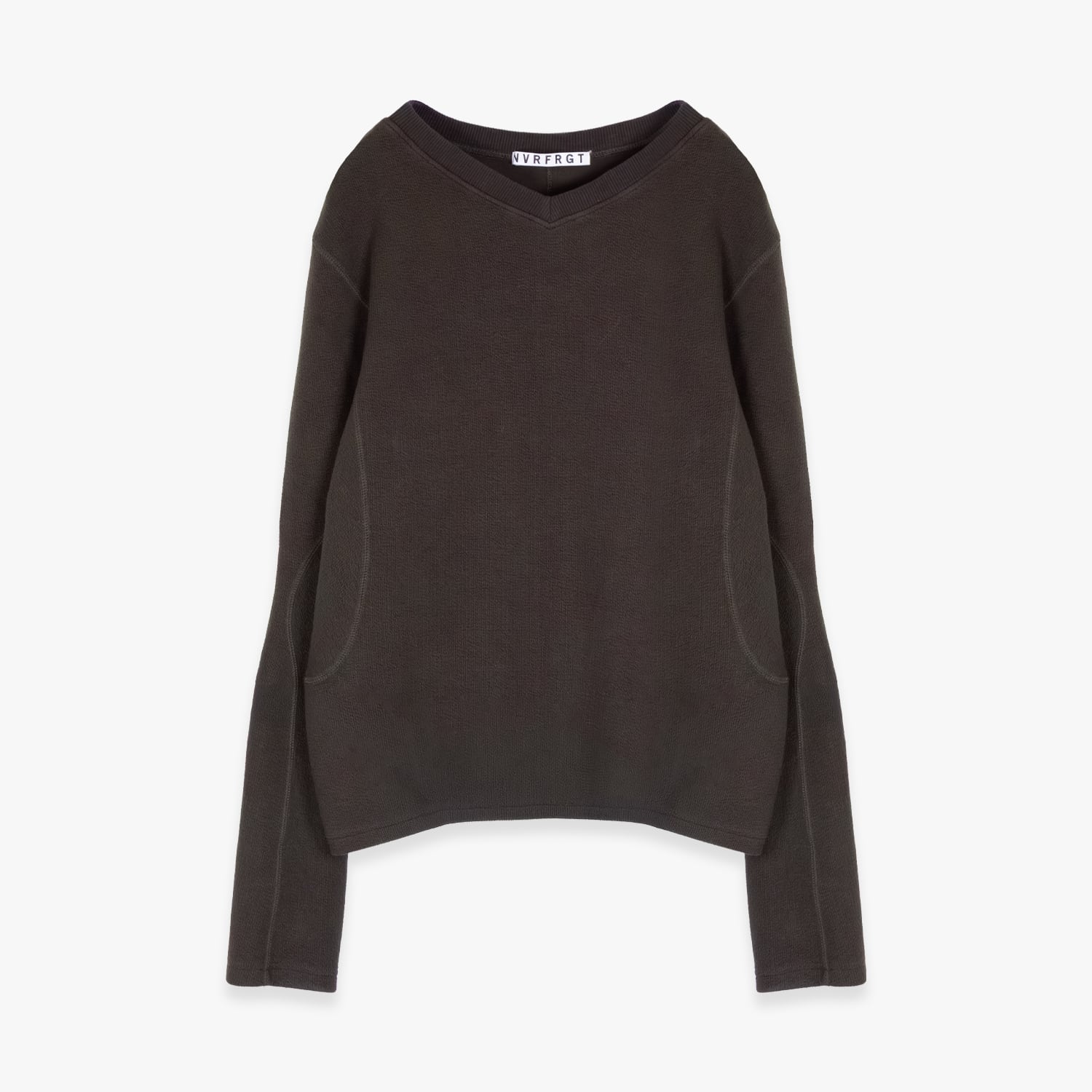 NVRFRGT 26AW PANNELD LONG SLEEVE V-NECK T-SHIRT (BROWN)