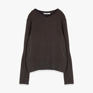 NVRFRGT 26AW PANNELD LONG SLEEVE V-NECK T-SHIRT (BROWN)
