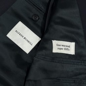 上下 イタリア製 ALFRED DUNHILL アルフレッドダンヒル ボタンデザイン  super 100s ダブル テーラードジャケット パンツ スーツ 48/ネイビー ブラック メンズ