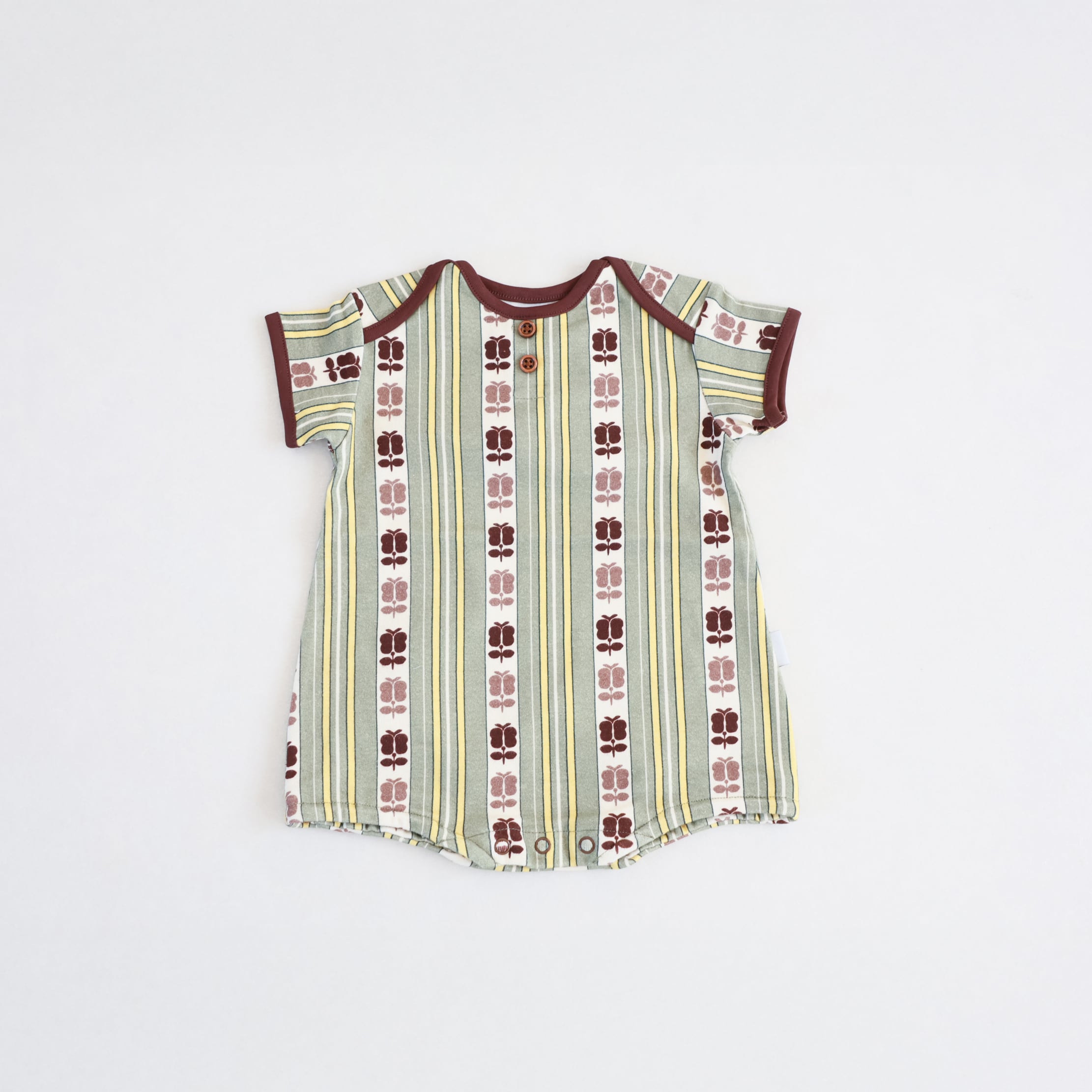 & pal / retro stripe rompers / khaki / 70,80cm