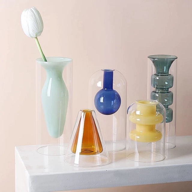【受注】glass color flower vase ガラス カラーフラワーベース　