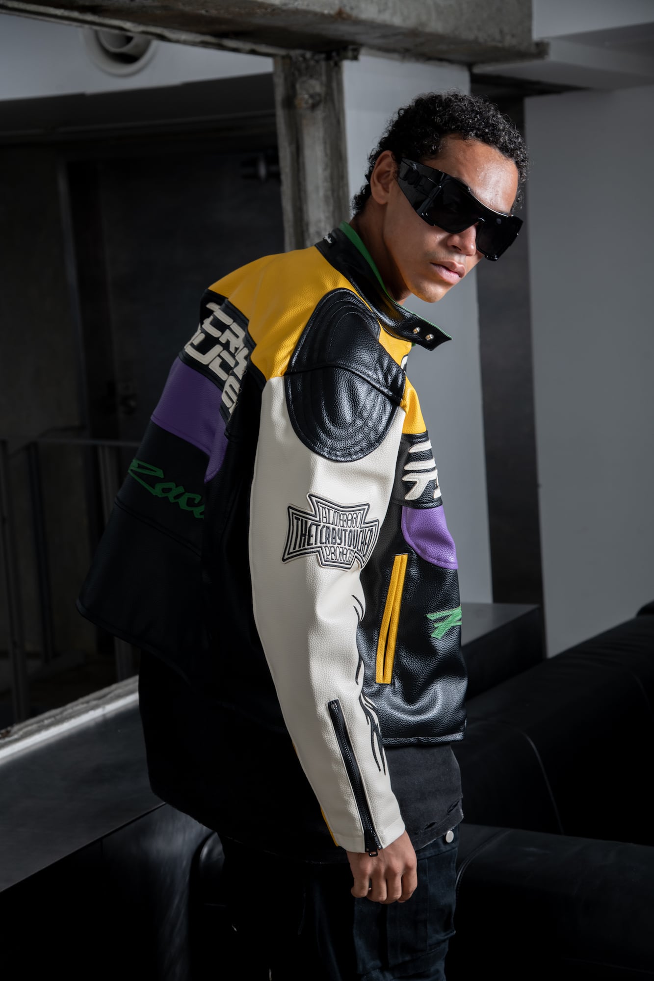ジャケット・アウター TCR BY TOUCHER T.C.R RAVER GANG VARSITY LEATHER JACKET - BLACK | T.C.R BY TOUCHER