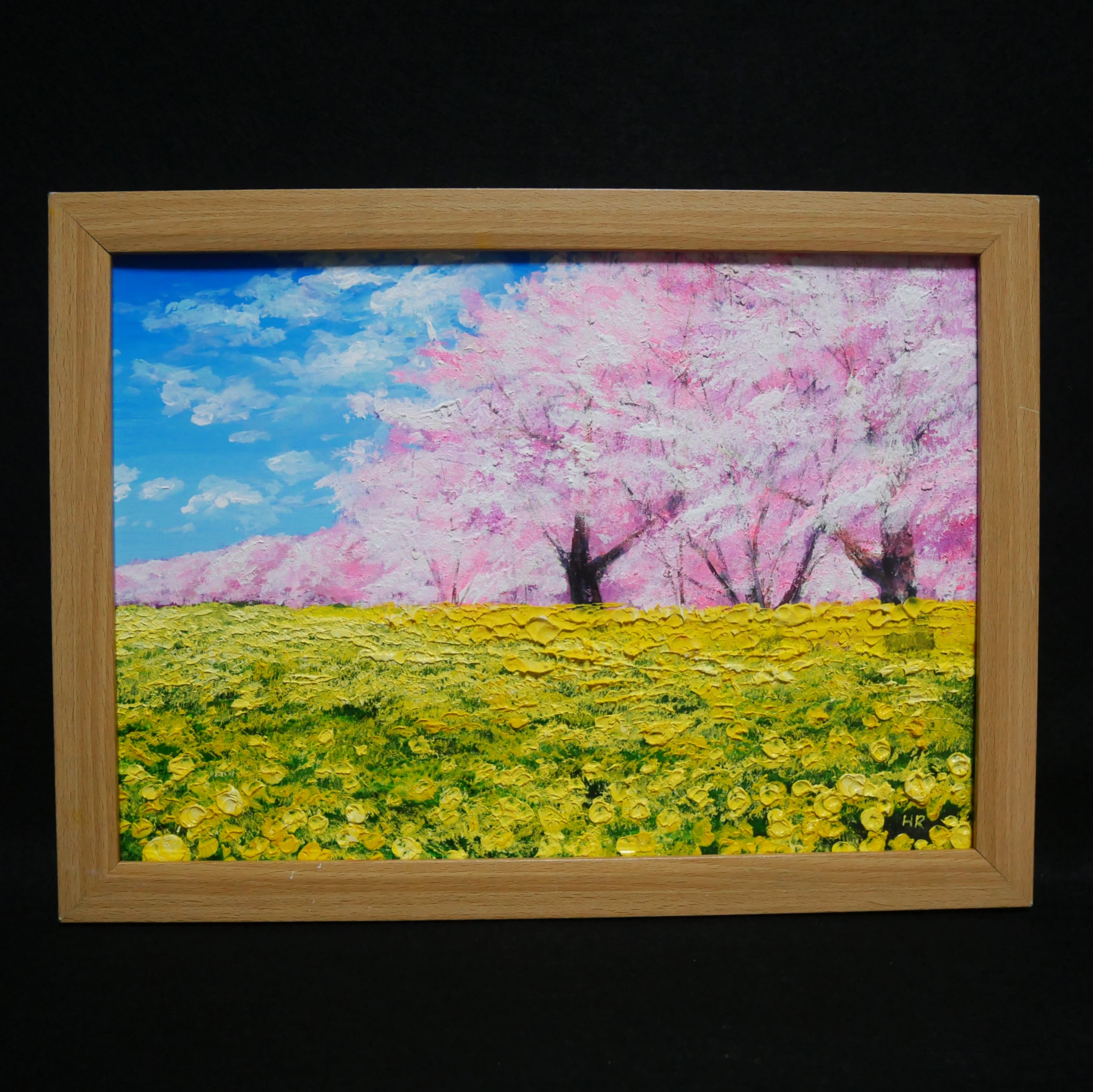 油絵 油彩 油彩画 絵 絵画 【桜と菜の花畑】 | HIROSHI1990 油絵 油彩 油彩画 絵 絵画 【桜と菜の花畑】 | HIROSHI1990