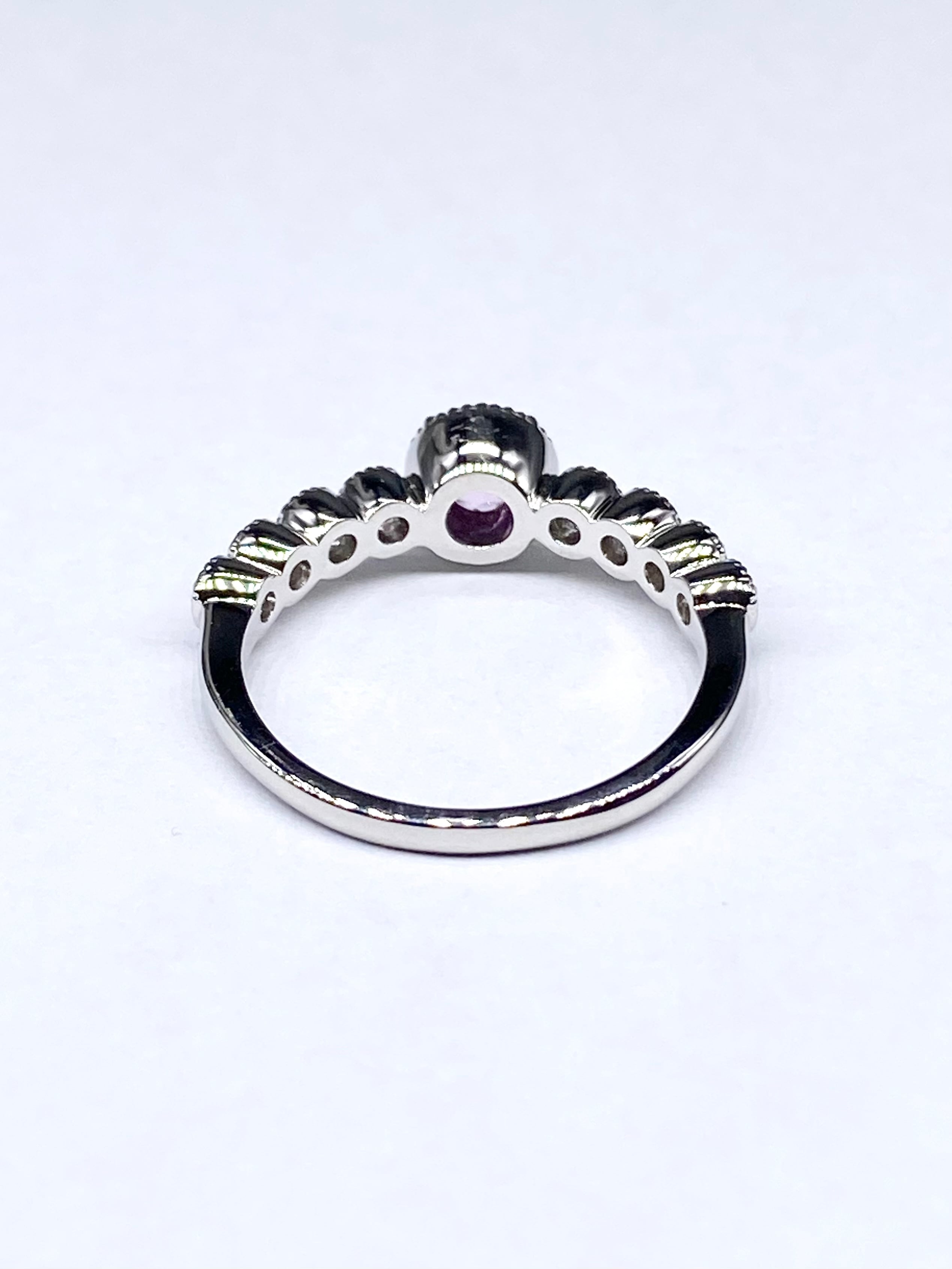 ローズカット パパラチアサファイア 0.41ct / ダイヤモンド 計0.18ct