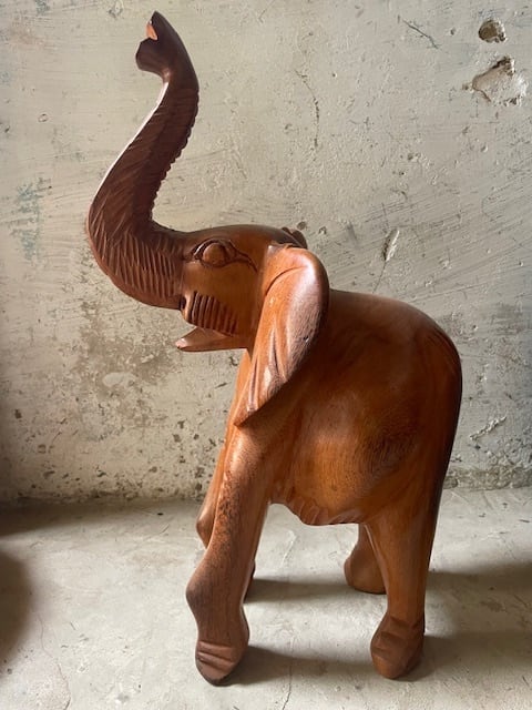 大型一点物】セネガル木彫りゾウ 52cm ｜アフリカンアート・重厚