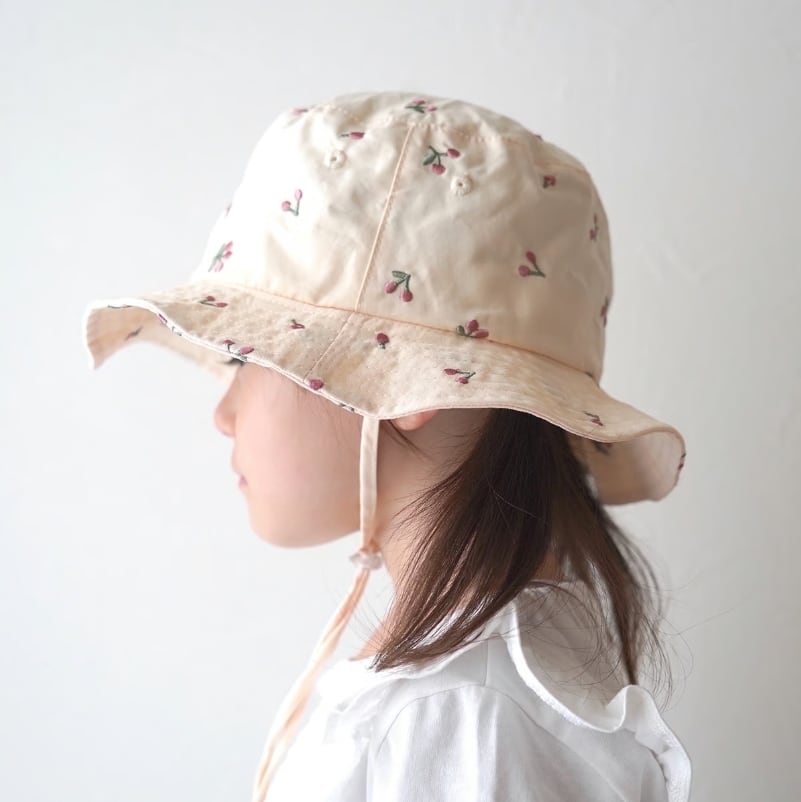 coto cotte コトコト | 刺繍入り日除けハット ベビー帽子 ピンク