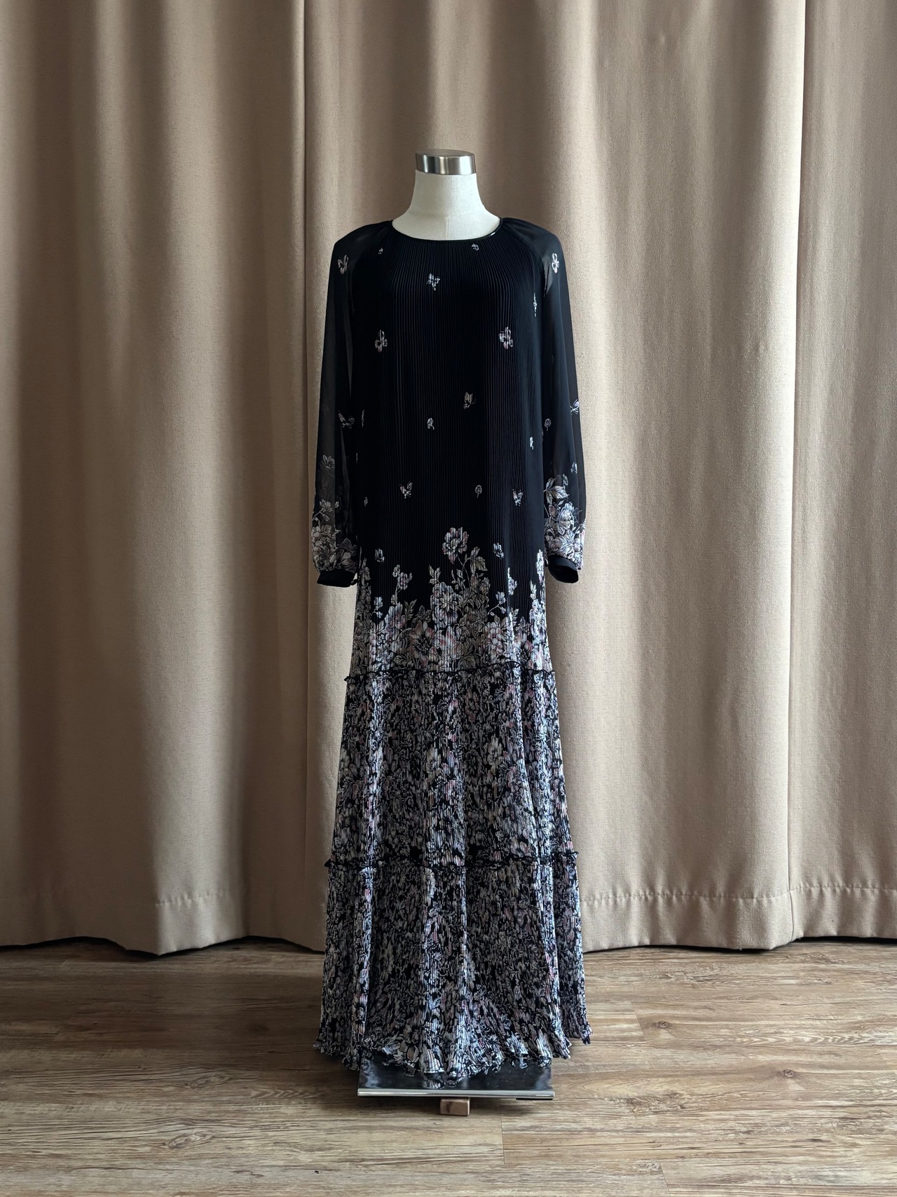 MADE IN JAPAN floral black sheer dress-5161-2