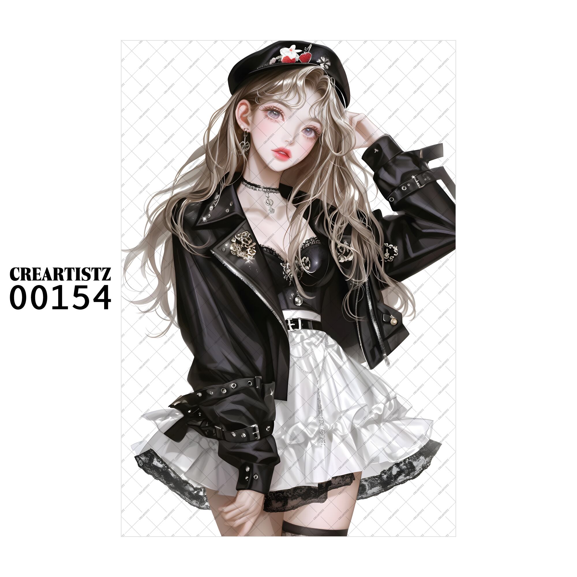 00154 ガール キュート オリジナル ペーパー/ステッカー 4枚セット CREARTISTZ