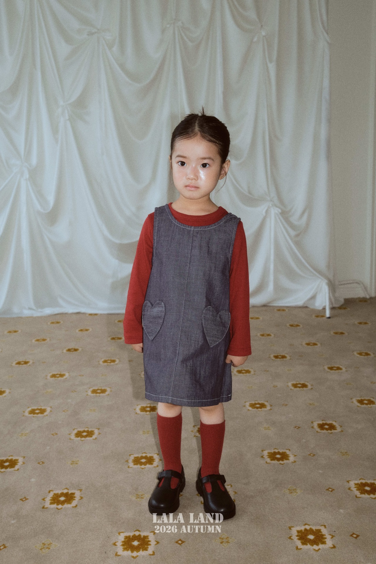 韓国子供服 / LALALAND / 26Autumn / ハートポケット ワンピース / 秋服 / キッズ *XS~XL*