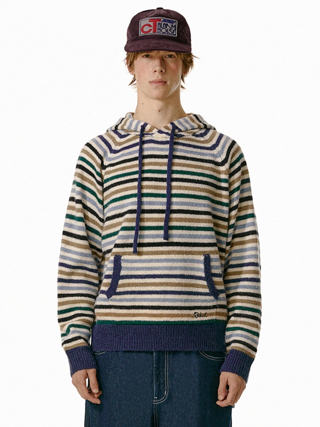 [TEKET] Harmony Stripe Knit Hoodie Navy 正規品 韓国ブランド 韓国ファッション 韓国代行 日本 店舗 テケット