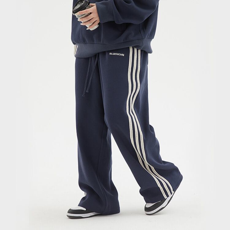 ★SIDE CONTRAST STITCHING LOOSE STRAIGHT SPORT PANTS　　　A0525