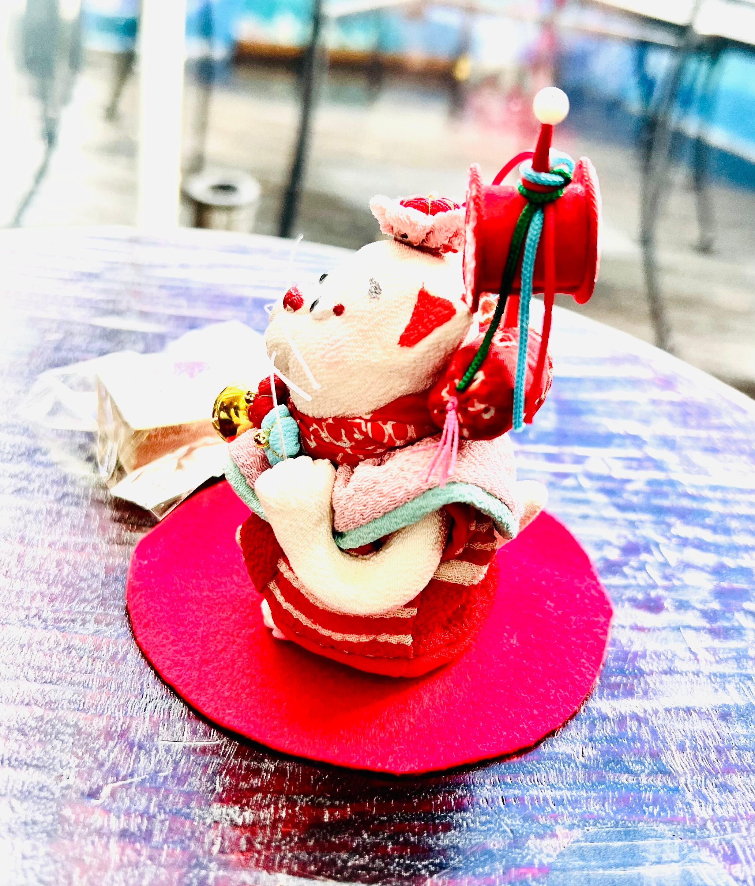 古布創作人形｜招きにゃんこ（右手）太鼓④｜上原装子 | manekinekoya