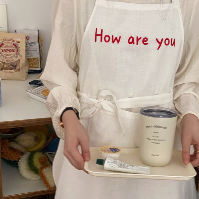 【APRON】韓国風英字柄エプロン