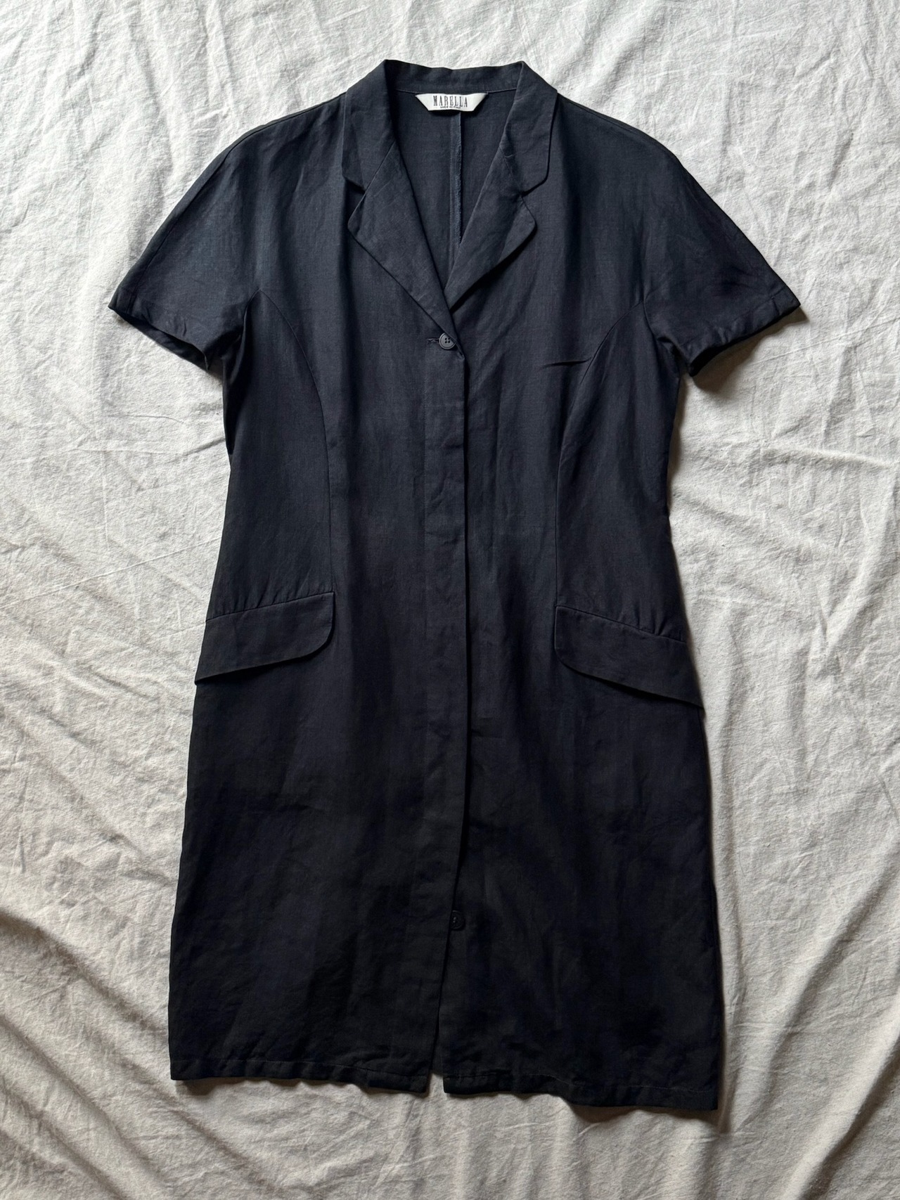 "MARELLA" 1990s Black linen one- piece