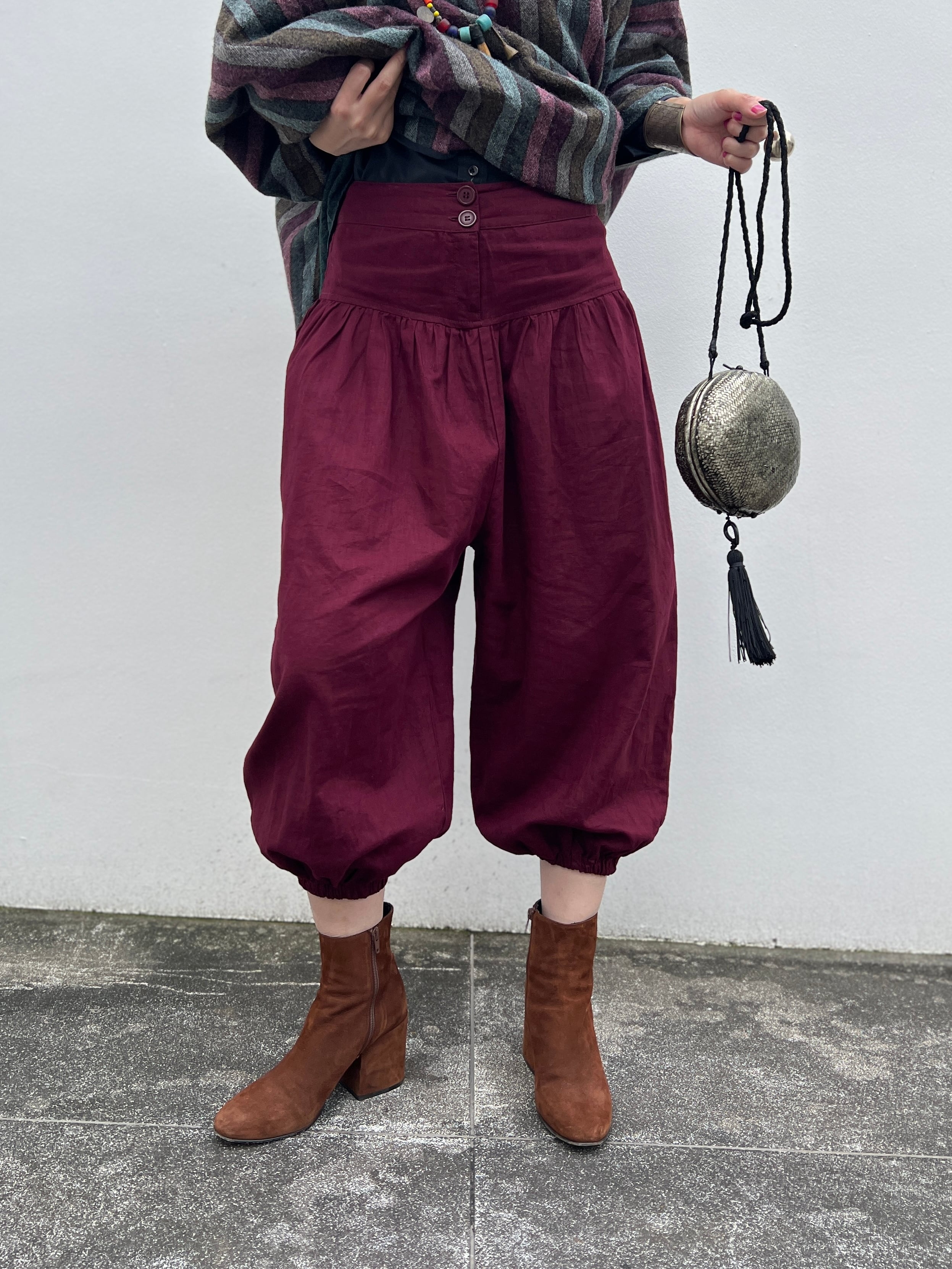 Vintage wine red cropped pants